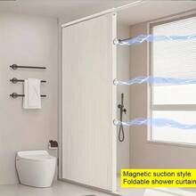 1pc Foldable Louvered Windproof Partition Curtain, Includes Hooks And Storage Strap, Suitable For Living Room, Bedroom And Kitchen, Easy Care Design, Bedroom Partition Curtain, Moisture-Proof, Easily Achieve Home Privacy - Magnetic Version - View 2