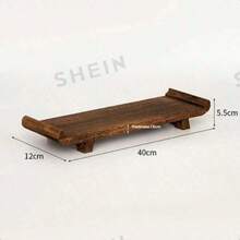 1pc Vintage Anti-Slip Anti-Tip Solid Wood Storage Tray, Deep Brown Natural Wood Grain, Raised Edge Anti-Slip Design, Perfume & Cosmetic Storage, Desktop Display Tray, Vanity/Bedroom Desktop/Spring Home Decor, Gift For Best Friend - View 3