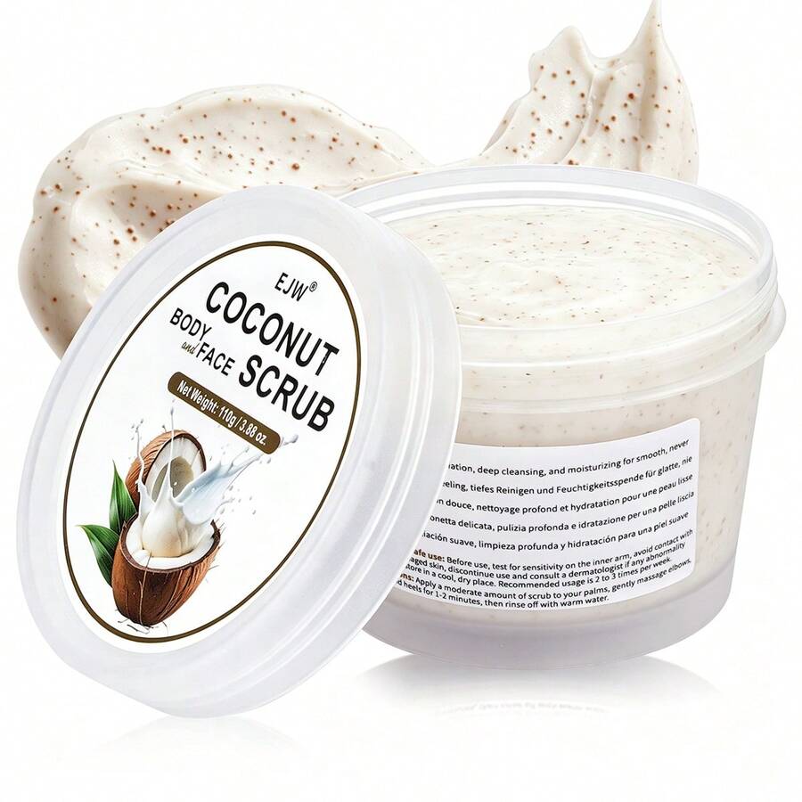 Coconut Foot Scrub, Mild Salt Grains Exfoliates Dead Skin, Deep Cleansing For Body Hands Feet, Gentle And Easy Rinse, Unisex For All Skin Types, Leaving Skin Smoother - Coconut - View 1