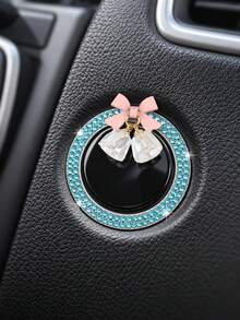 Stiker Tombol Start Mesin Mobil, Cincin Tekan Start dengan Pita Berlian Imitasi untuk Dekorasi Interior, Hadiah Berkilau untuk Pengemudi Wanita, Anak Perempuan dan Pecinta Mobil, Ulang Tahun, Hari Valentine, Natal dan Perjalanan Harian - A - View 4