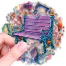 56pcs Dream Amusement Park Graffiti PET Stickers, Suitable For Laptop, Water Bottle, Luggage, Helmet, Notebook, Etc. DIY Creative Toys - Multicolor - View 2