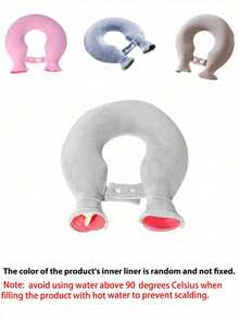 1pc U-Shaped Hot Water Bottle (Refillable): Provides Warmth For Neck, Shoulders And Cervical Spine; Suitable For Heat Therapy And Warming Hands Or Feet (Includes Coral Fleece Cover + Inner Bag; Or Only Coral Fleece Cover) - Multicolor - View 9