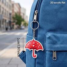 [2D Flat] Keyring Pas [2D FLAT] 9pcs Cute Colorful Pattern Umbrella Acrylic Keychain Pendant Bag Charm Key Chain Decoration Gift, Christmas Gift, Thanksgiving Gift - Multicolor - View 4