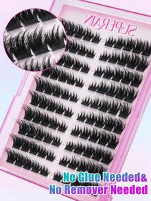 100 Pcs No-Glue 3D Volume Lashes, Black Thick Fire-Shape Tips Arranged For Dramatic Deep Eye Look, Self-Adhesive Easy Application, Great For Club Makeup, Stage Performances, And Glamorous Holiday Occasions. - D - View 8