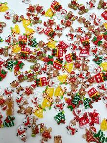 Autumn Christmas Series Cartoon Resin Nail Art Charms, Styles Include Santa Claus, Christmas Tree, Snowman And More, Randomly Assorted, Random Colors, 100pcs/30pcs Total, DIY Wearable Nail Accessories For Girls - Multicolor - View 8