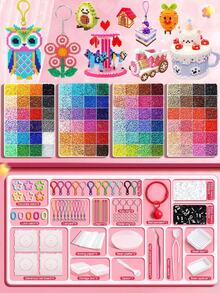 Set Manik-Manik Leleh Panas 24/48/72/96 Warna untuk Kerajinan Tangan Kreatif, Termasuk Papan Pasak Persegi, Kotak Penyimpanan Berlapis-lapis, Kertas Setrika, Gantungan Kunci Warna-warni, Aksesoris Dekoratif, Tali Gantung, Cocok untuk Penggemar DIY Pembuatan Puzzle Buatan Tangan, Hadiah Hari Valentine - MultiWarna - View 13