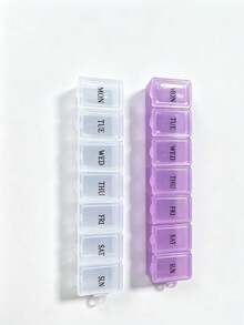 1pc 7/28 7/21 7-Compartment Portable Mini Pill Box, Small Travel Pill Organizer With 3-Section Storage, Morning/Night Separation Design, Suitable For Vitamins, Fish Oil And Small Dose Medications, Weekly Use, Portable And Easy To Store/Christmas Gift, Winter Essential - one-size - View 9