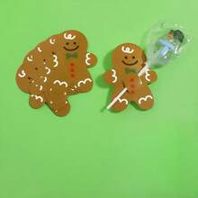50 Pieces Of Gingerbread Man Licorice Card Paper Labels, Christmas Candy Paper Cards, Christmas Party Small Gift Label Decorations, DIY Gift Accessories (Excluding Licorice) - A - View 6