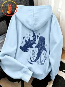 Tween Girl Fun Print Sweatshirt, Warm & Comfortable Thermal Lined Pullover Sweatshirt For Autumn/Winter - Baby Blue - View 3