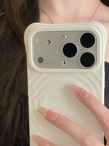 極具吸引力 Ins 韓系風格彩色水鑽貼紙，適用於 iPhone 17 Pro Max 透明鏡頭膜，新款 Apple 17 Pro 後置相機防刮奢華保護膜 - 銀色 - 查看 2