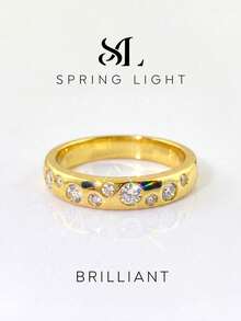 1pc Moissanite Ring, Sparkling Scattered Starlight Band, Suitable For Women's Party And Daily Wear - Round Moissanite Ring - View 5