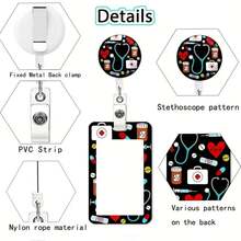 1 Set (Badge Clip + Card Holder + Lanyard) Multifunctional Stethoscope ID Badge Clip, With Retractable Reel, Detachable Lanyard, Durable Keychain And Name Tag, Vertical Card Holder Protection, Suitable For Nurses, Teachers, Doctors, Staff And Office Gifts - Multicolor - View 5