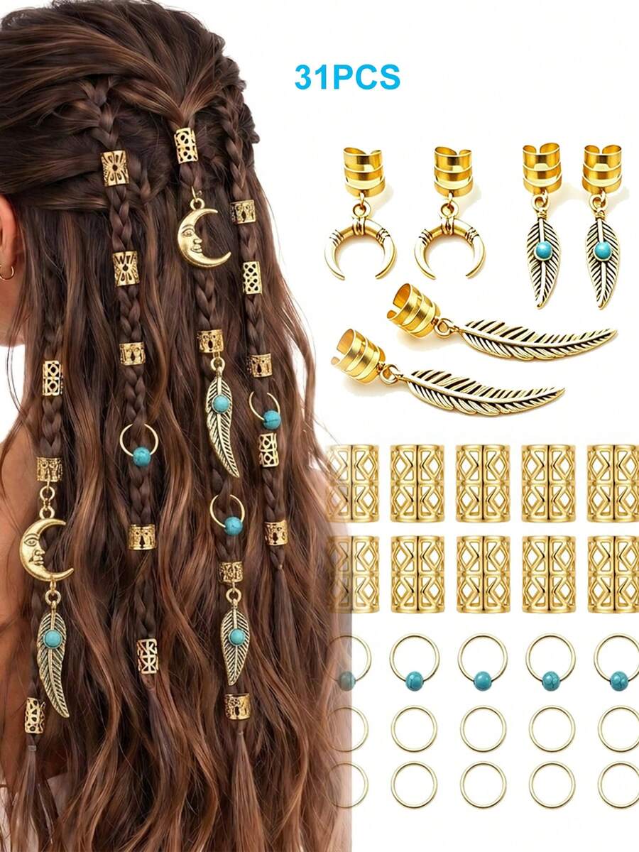 Braided Hair Accessories, Braids And Dreadlocks Hair Hoop, Adjustable Metal Ring Clip, Dreadlocks Jewelry Decoration - Multicolor - View 1