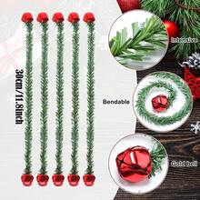 5pcs Reusable Plastic Christmas Wreath Bells With Ties, Adjustable Decorative Bells, Suitable For Railings, Stairs, Handrails, With Flexible Hooks For Twisting, Applicable For Christmas Holiday Decoration, Also Suitable For Halloween - A - View 2