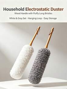 1/2pcs Household Electrostatic Dusting Duster, Extra Long Specialized Cleaning Tool, Feather Duster Brush, For Wall, Ceiling, Kitchen, Living Room, Bedroom, Hallway Dusting And Cleaning - Multicolor - View 9