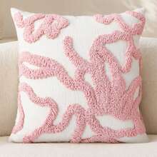 1pc/2pcs Bohemian Style Tufted Pillow Case, Cream Chenille Embroidered Cushion Cover, Abstract Geometric Line Pillowcase, Suitable For Sofa Bed, All Season Neutral Home Decor - Pink - View 7