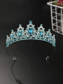 1pc Minimalist Queen Crown Bridal Party Wedding Jewelry... - Baby Blue - View 7