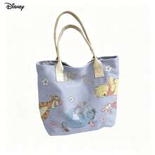 Miniso Disney 維尼熊手提肩背筆電包，可愛熊與好友櫻花印花肩背包，適合日常使用 - 白色 - 查看 5
