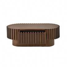 Oval Coffee Table 100*50*35.5 Cm, Living Room Table With Drawer, Side Table, Decorative Vertical Slat Design, Stable Wooden Coffee Table For Living Room, Maximum Load 20 Kg, Walnut Wood Color - Walnut Wood Color - View 7