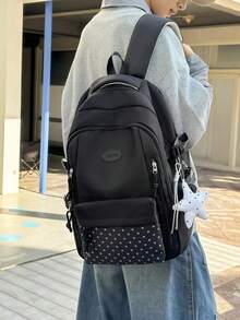 CHLCBAGS 1 قطعة (18.1 بوصة * 13.0 بوصة * 7.9 بوصة) حقيبة ظهر رجالية أنيقة، حقيبة كتف، سعة كبيرة، جيوب متعددة، مادة مقاومة للخدش والتآكل، مناسبة للخروجات والتجمعات والتنقل، أحزمة كتف قابلة للتعديل للطول المناسب، هدية للعائلة والأصدقاء، حقيبة ظهر موضة كاجوال بسيطة - الأسود - مشاهدة 4