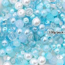 beadia 100/250g 2-10mm 藍色系列混色玻璃珠，多款式 DIY 珠寶手工製作，項鍊與手鍊手工藝材料，適合女性 - 藍色系 - 查看 7