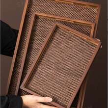 1pc Chinese Style Wooden Tray, Breakfast Plate, Dessert Plate, Tea Tray, Stationery Tray And Decorative Tea Tray - Brown - View 5