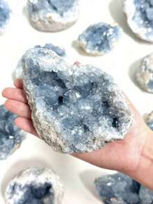 1pc AAA+ Celestine Cluster Crystal, Celestine Geode Mineral Specimen, Home Decor Crystal, Jewelry Pattern, Jewelry Making, Mother's Day, Thanksgiving - Baby Blue - View 2