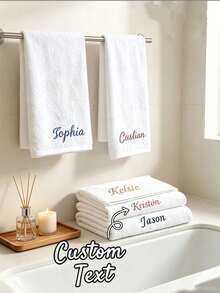 Personalized Embroidered Face Towel, Multi-Color Embroidered Name, Suitable For Pajama Party, Bathroom, SPA, Bridesmaid Gift, Wedding Gift, Love Gift, Party Favor, Hotel Customization, Soft Absorbent Face Towel For Friends - Multicolor - View 4