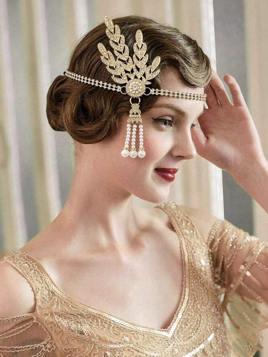 Women's 1920s Style Flapper Costume Accessories, Halloween Party Vintage Fashion Artificial Feather Headband Hair Accessory, Bridal Headpiece, Stage Performance Prop Accessory - Multicolor - View 1