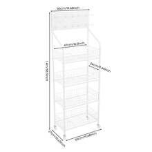 4-Tier Freestanding Snack Display Rack, White Iron PP Retail Storage Shelf With 10 Hooks, 10kg Per Tier Load, Rectangular Merchandise Organizer For Shop Home Cafe - View 2