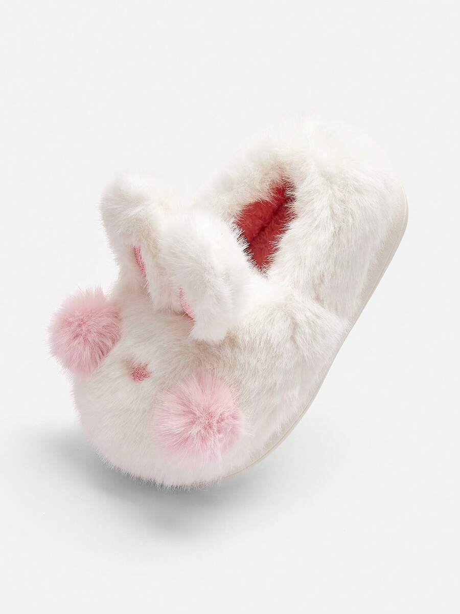 Balabala Boys Girls Cute Warm Winter House Slippers Soft Indoor Footwear - White Tone - View 1
