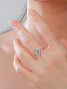 LIKGREAT 1pc Bohemian Vintage Floral Embossed Stainless Steel Adjustable Open Ring, Versatile Unisex Gift - Fashion Series - View 11