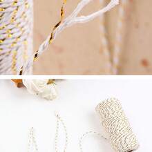 1 Roll 2519 Inch Long 2mm Thick White Gold Handmade Baking Packaging Rope, Christmas Holiday Gift Wrapping Rope, DIY Handmade Floral Wedding Party Decoration Rope, Christmas Gift Box Bouquet Packaging Handmade Craft Decoration Line - View 6