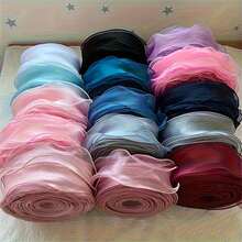 2/1 Roll 10 Yards Organza Wavy Edge Ribbon, 4cm Width Satin Ribbon - Solid Color Wedding Bouquet Decoration Ribbon, Suitable For Handmade Bouquets, Birthday Cake Decoration, Gift Wrapping, Party Decor, Floral Art, Light Green/White/Pink/Purple/Burgundy, Gift Ribbon - Fish Tail Tulle - View 5