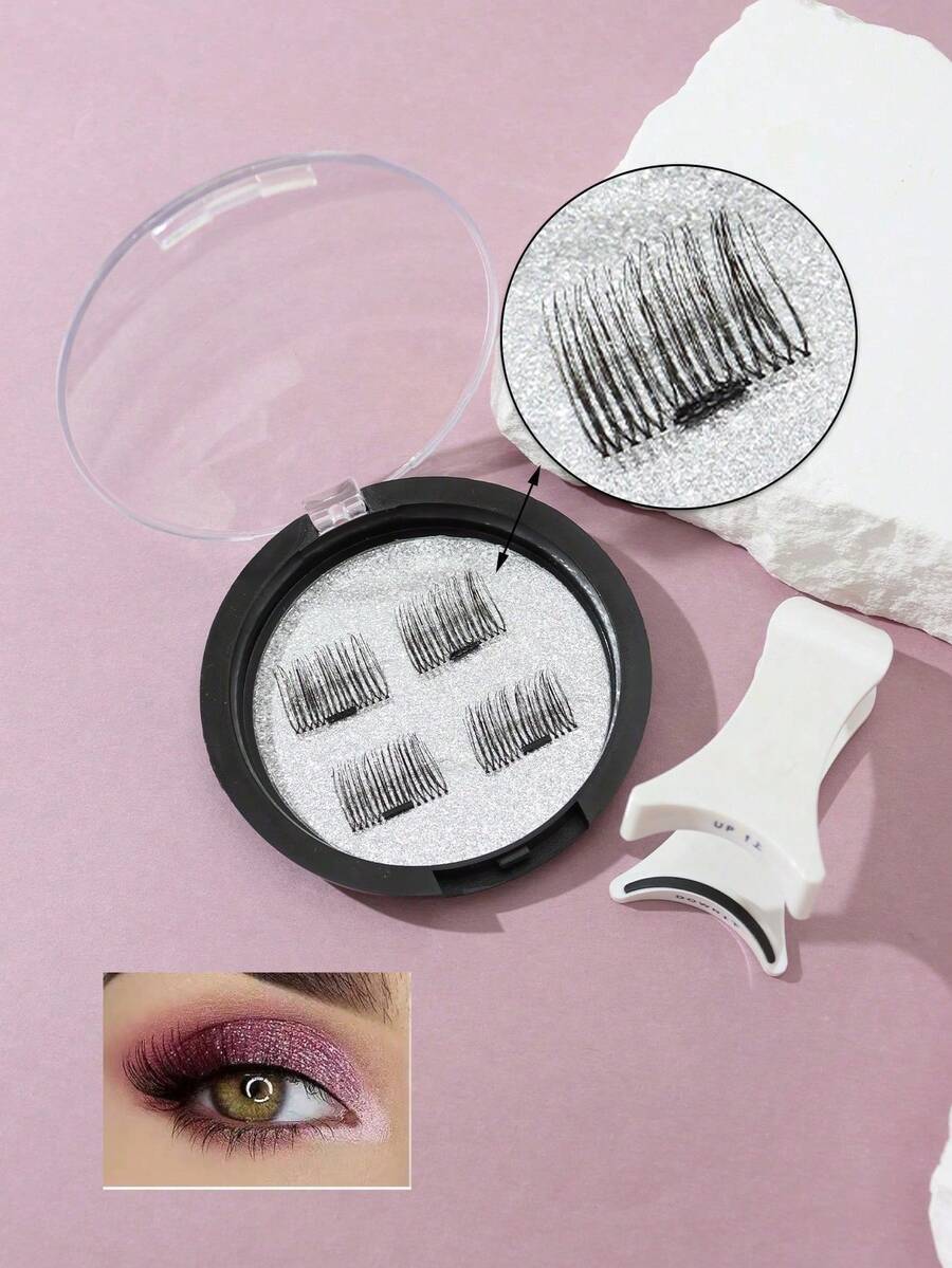 Single Magnetic False Eyelashes, Glue-Free, Voluminous And Curled, Defined Strands, Natural And Fresh - View 1