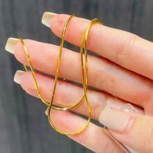 Minimalist Elegant 18K Gold Plated Octagonal Snake Bone Chain Women's Plain Delicate Collarbone Necklace - Gold - View 2
