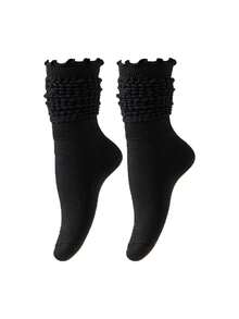 5/3/2/1 Pairs Thermal Lined Thickened Women's Autumn/Winter Knee-High Socks, Thick Soft Bottom, Warm Terry Socks, Mid-Calf Socks, Over-The-Knee Socks, Calf Socks, Loose Socks, Ruffle Socks, Indoor Fitness Yoga Socks, Solid Color Sports Dance Floor Socks, Comfortable And Breathable - Multicolor - View 25