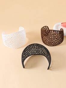 1pc/3pcs Solid Color Hollow Stone Pattern Taj Hijab Crown Anti-Slip New Style Headscarf Crown - 1pc Black - View 2