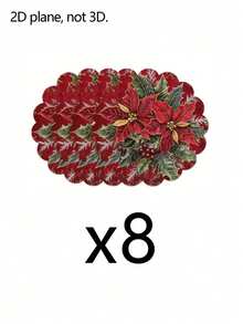 8pcs/4pcs/1pc Round Placemats, Winter Floral And Pine Cone Pattern, Suitable For Christmas Party Decoration, Theme Party, Christmas Dinner, Vintage Style Party - One Size Fits All - View 16