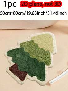 1pc Christmas Tree Pattern Faux Cashmere Bath Mat, Absorbent Bathroom Rug & Decorative Entryway Carpet, Suitable For Living Room, Bathroom And Bedside Christmas Decor - One Size Fits All - View 12