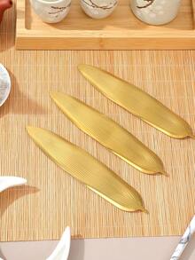 1pc Elegant Gold Leaf 6.5 Inch Spoon Rest, Multi-Functional Fork & Knife Holder, Leaf-Shaped Chopstick Rest, Reusable, Suitable For Dining, Party, Kitchen And Tableware Accessories, Party Gift Accessory - Multicolor - View 7