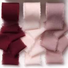 3 Rolls, 3colors, 1.5inch*15yards Total High-Quality Handmade Edge Chiffon Ribbon, Suitable For Wedding Invitations, Mother's Day,Bridal Bouquets, Gift Packaging, DIY Crafts - Multiple Styles - View 7