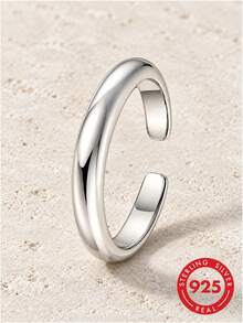 lunastudio 1pc 925 Sterling Silver Minimalist Open Toe Ring For Women Daily Wear - Silver - View 2