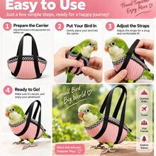 2pcs Portable Parrot Travel Bag Set, Escape-Proof Vest + Breathable Handbag, Suitable For Budgies/Cockatiels/Lovebirds And Other Small To Medium Parrots Outdoor Walking - Brown Two-piece Set - Small - View 4
