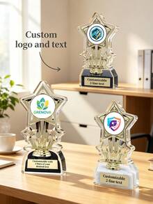 1pc Custom Star Acrylic Trophy, Custom Photo And Text,Personalized Award Trophy For Competition, Sports, Office Employee Recognition, Graduation Ceremony Prize - Multicolor - View 2