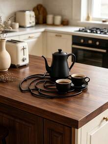 1pc Heat Resistant Trivet, Metal Flower Table Mat Pot Mat With Wire Rose Design, Anti Scald Heatproof Casserole Coaster Hot Pad, 18cm/7.09in Rose 20cm/7.87in Round, For Kitchen Dining Table, Black Gold, Housewarming Gift - Multicolor - View 5