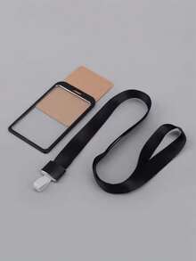 2pcs Black/Silver/Gold Stylish Aluminum Alloy ID Card Holder - With Lanyard Student Work Credential Clip Office Supplies Card Storage LD Card Protective Case, For Work, School, And Travel - Protects LD Cards And Credit Cards, Back To School Essential - Multicolor - View 6