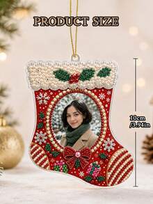 Custom Photo Pearl Diamond Painting Ornament, Personalized 3D Stocking DIY Kit, Memorial Suncatcher Window & Christmas Tree Hanging Decor, Handmade Keepsake Gift For Grandma Family Pet Lover - Multicolor - View 10