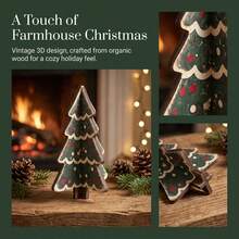 Wooden Christmas Tree Decor, 4 Styles To Choose From, Colorful Snowflake Christmas Tree Holiday Tabletop Atmosphere Decoration, Christmas Holiday Party Decor, Perfect For Window Sill, Fireplace Mantel, Living Room Coffee Table, Dining Room Table - A - View 7