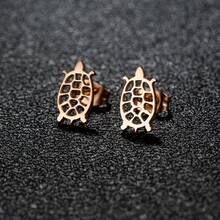 1 Pair Hollow Turtle Earrings Stainless Steel Cute Sea Animal Ear Jewelry Tiny Tortoise Earrings Gift For Animal Lovers - GED367 - View 2